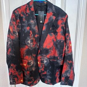 Flames Men’s Smokers Blazer Jacket L Whimsigoth Devil Fire & Ash Avatar